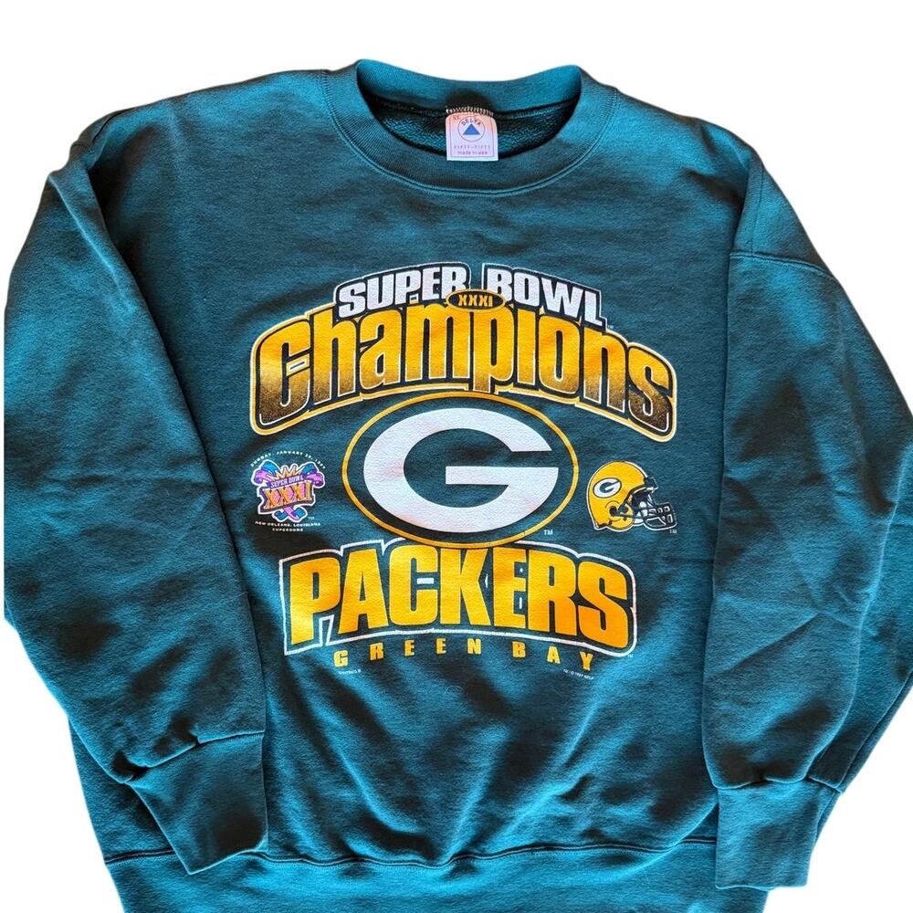 Vintage 1997 Green Bay Packers Super Bowl XXXI Champions Crewneck Sweatshirt XL